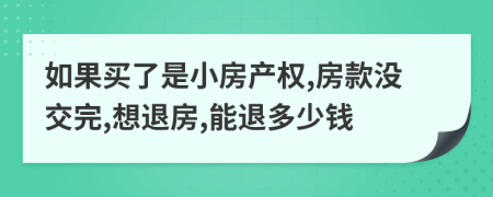 如果买了是小房产权,房款没交完,想退房,能退多少钱