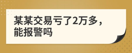 某某交易亏了2万多，能报警吗