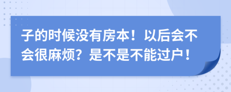 子的时候没有房本！以后会不会很麻烦？是不是不能过户！