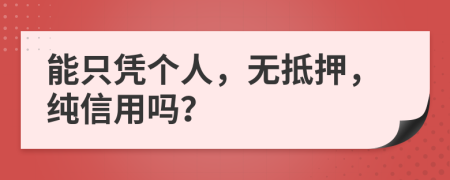 能只凭个人，无抵押，纯信用吗？