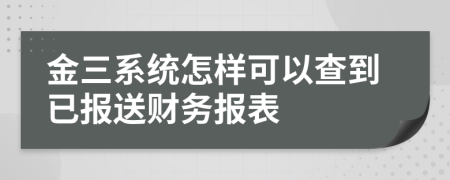金三系统怎样可以查到已报送财务报表