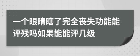 一个眼睛瞎了完全丧失功能能评残吗如果能能评几级