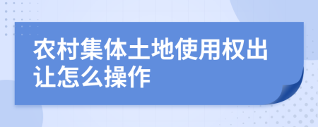 农村集体土地使用权出让怎么操作