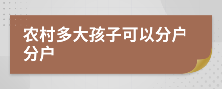 农村多大孩子可以分户分户