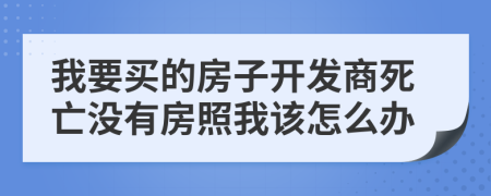 我要买的房子开发商死亡没有房照我该怎么办