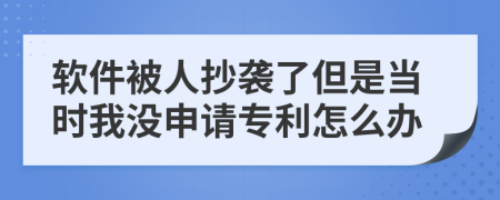 软件被人抄袭了但是当时我没申请专利怎么办