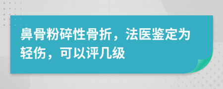 鼻骨粉碎性骨折，法医鉴定为轻伤，可以评几级