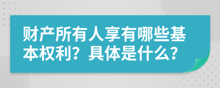 财产所有人享有哪些基本权利？具体是什么？