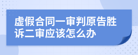 虚假合同一审判原告胜诉二审应该怎么办