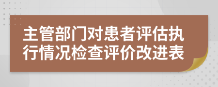 主管部门对患者评估执行情况检查评价改进表