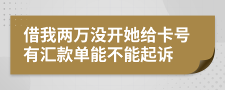借我两万没开她给卡号有汇款单能不能起诉