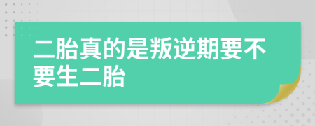 二胎真的是叛逆期要不要生二胎