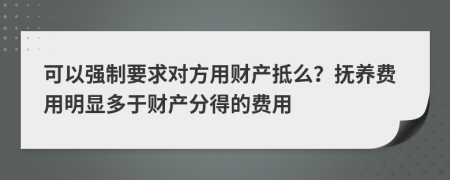 可以强制要求对方用财产抵么？抚养费用明显多于财产分得的费用