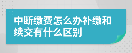 中断缴费怎么办补缴和续交有什么区别