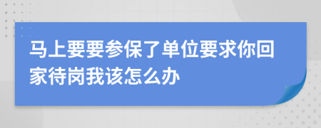 马上要要参保了单位要求你回家待岗我该怎么办