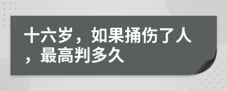 十六岁，如果捅伤了人，最高判多久
