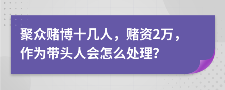 聚众赌博十几人，赌资2万，作为带头人会怎么处理？