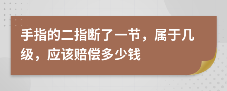 手指的二指断了一节，属于几级，应该赔偿多少钱