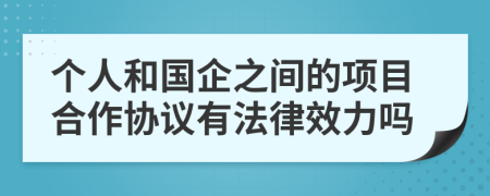 个人和国企之间的项目合作协议有法律效力吗