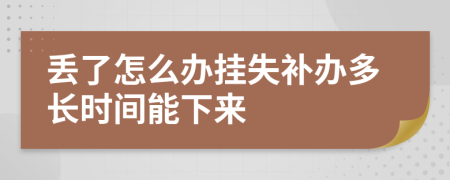 丢了怎么办挂失补办多长时间能下来