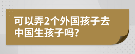 可以弄2个外国孩子去中国生孩子吗？