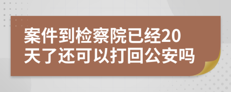 案件到检察院已经20天了还可以打回公安吗