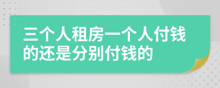 三个人租房一个人付钱的还是分别付钱的