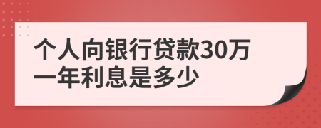 个人向银行贷款30万一年利息是多少