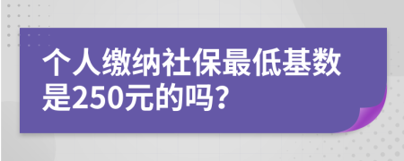 个人缴纳社保最低基数是250元的吗？