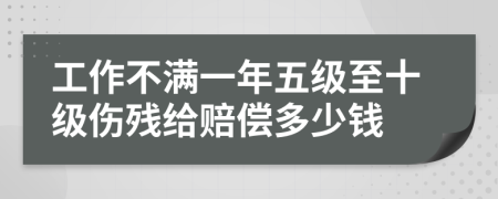 工作不满一年五级至十级伤残给赔偿多少钱