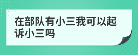 在部队有小三我可以起诉小三吗