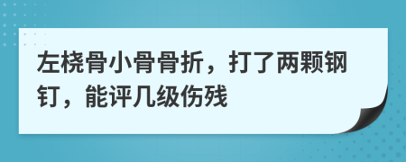 左桡骨小骨骨折，打了两颗钢钉，能评几级伤残