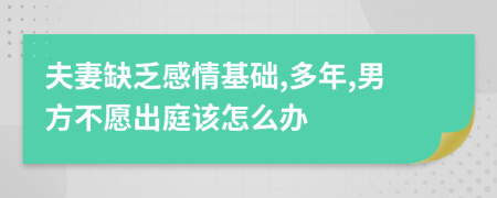 夫妻缺乏感情基础,多年,男方不愿出庭该怎么办