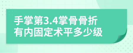 手掌第3.4掌骨骨折有内固定术平多少级