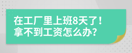 在工厂里上班8天了！拿不到工资怎么办？