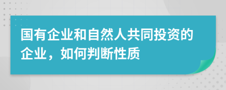 国有企业和自然人共同投资的企业，如何判断性质