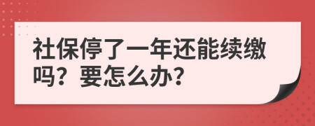 社保停了一年还能续缴吗？要怎么办？