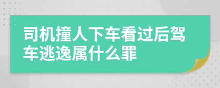 司机撞人下车看过后驾车逃逸属什么罪