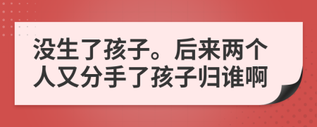 没生了孩子。后来两个人又分手了孩子归谁啊