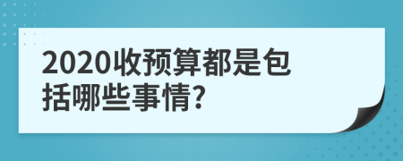 2020收预算都是包括哪些事情?