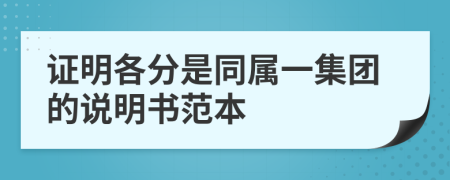 证明各分是同属一集团的说明书范本