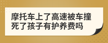 摩托车上了高速被车撞死了孩子有护养费吗