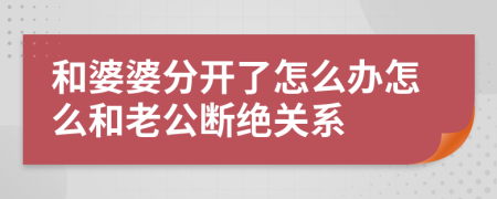 和婆婆分开了怎么办怎么和老公断绝关系