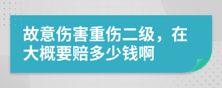 故意伤害重伤二级，在大概要赔多少钱啊