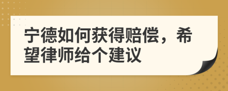 宁德如何获得赔偿，希望律师给个建议