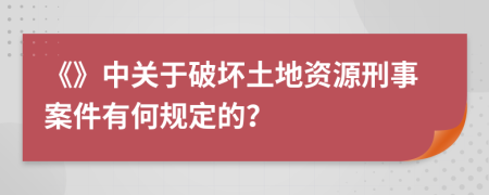 《》中关于破坏土地资源刑事案件有何规定的？