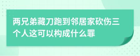 两兄弟藏刀跑到邻居家砍伤三个人这可以构成什么罪