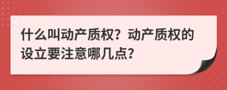 什么叫动产质权？动产质权的设立要注意哪几点？