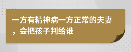 一方有精神病一方正常的夫妻，会把孩子判给谁