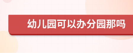 幼儿园可以办分园那吗